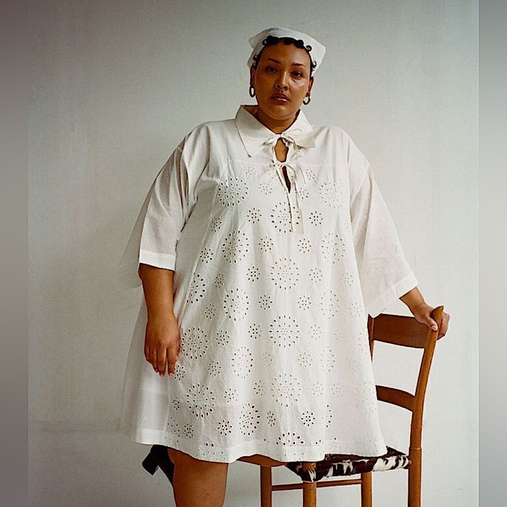 WRAY Salt Eyelet Apron Dress NWT